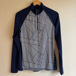 Old Navy Active Quarter-Zip, Geometric Navy and White Print, Women’s Size Small
